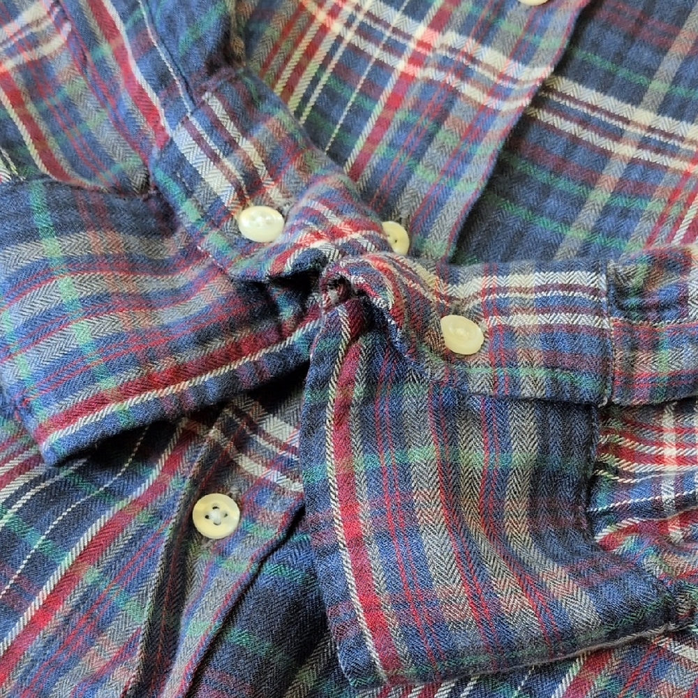 FRANK & EILEEN I Blue Multicolor Plaid Soft Cotton Button Down Eileen Shirt, S - Picture 9 of 15